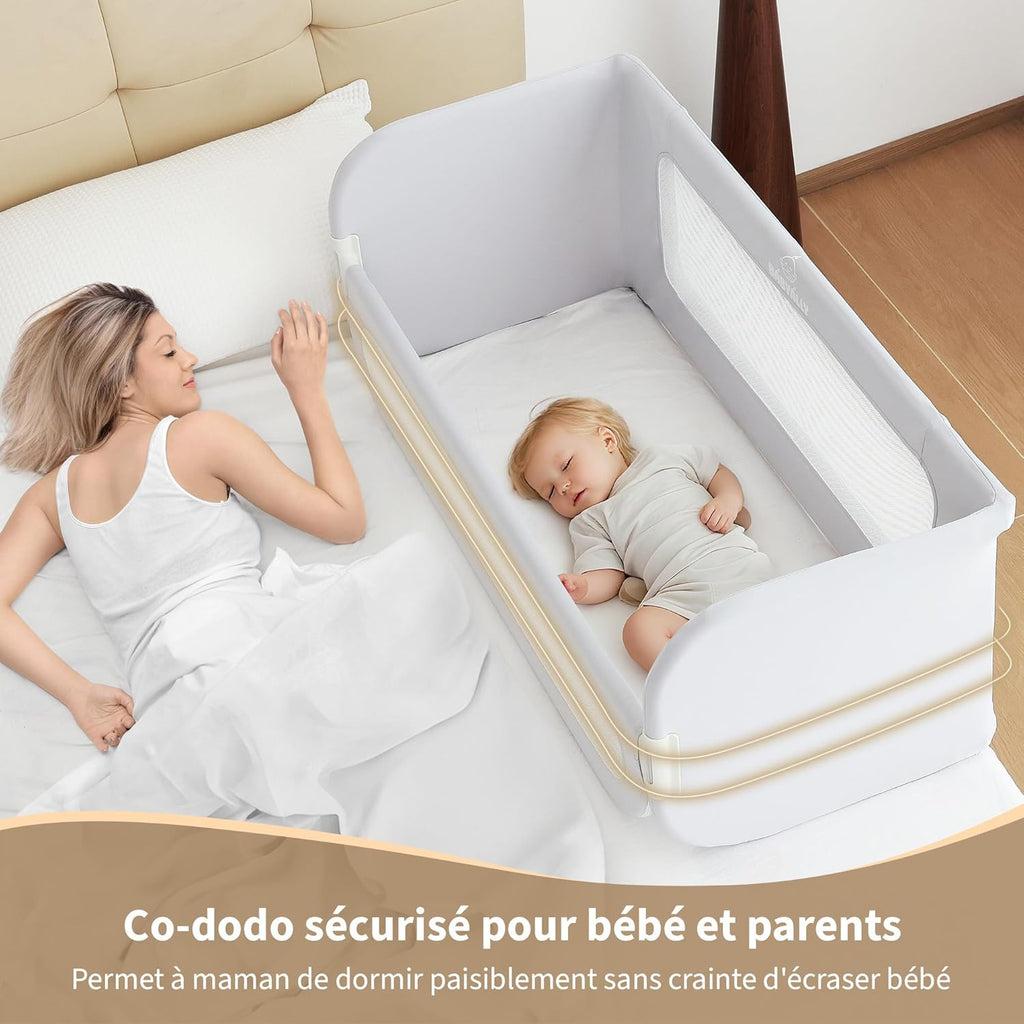 2-in-1 Foldable Child Bed Rail (185 cm) / Baby Co-Sleeper Guard — Includes Carry Bag — High-Profile Bed Rail for Toddlers — Ideal for Travel & Vacations — Ready to Use — Grey